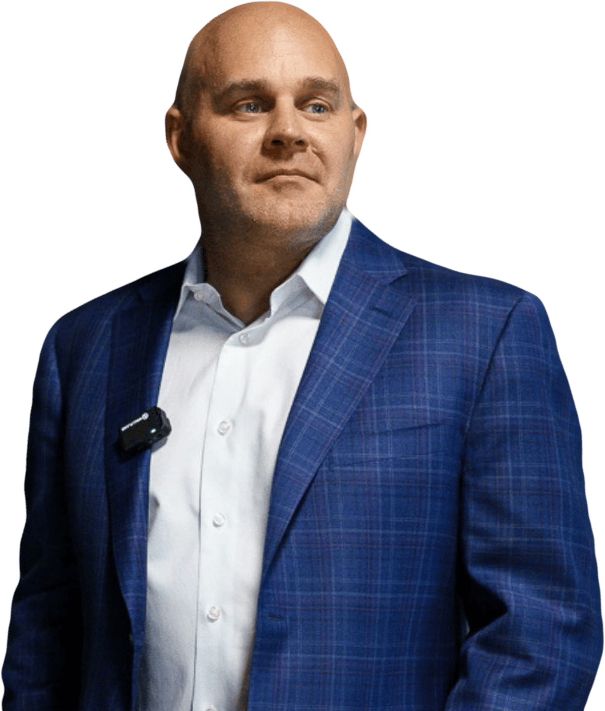 Saul Zenkevicius in a blue blazer